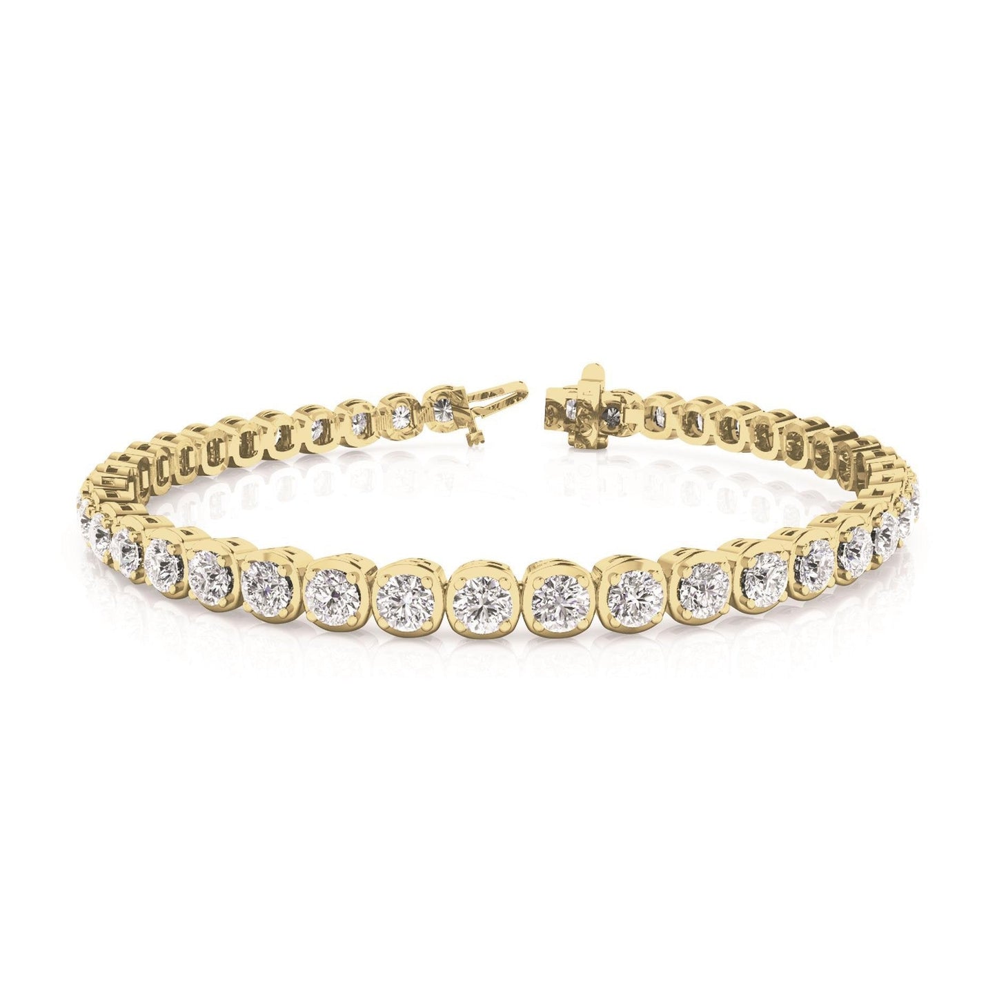 Bracciale Tennis In Oro Giallo 14K Con Genuino Diamanti Sparkling 8.40 Carati