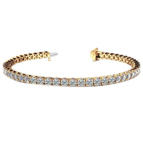 Bracciale Tennis In Oro Giallo Con Genuino Diamanti A Taglio Rotondo Scintillante Da 7 Ct