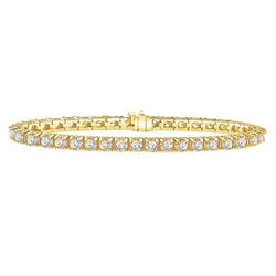 Bracciale Tennis In Oro Giallo Con Vero Diamanti A Taglio Brillante Da 5.60 Ct