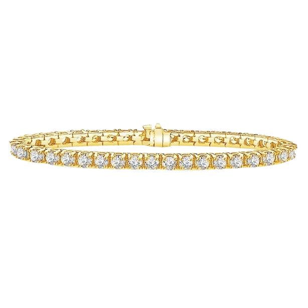 Bracciale Tennis In Oro Giallo Con Vero Diamanti A Taglio Brillante Da 5.60 Ct