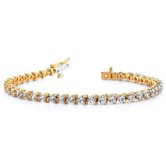 Bracciale Tennis In Oro Giallo Stile Base Con Vero Diamanti Da 8.20 Carati