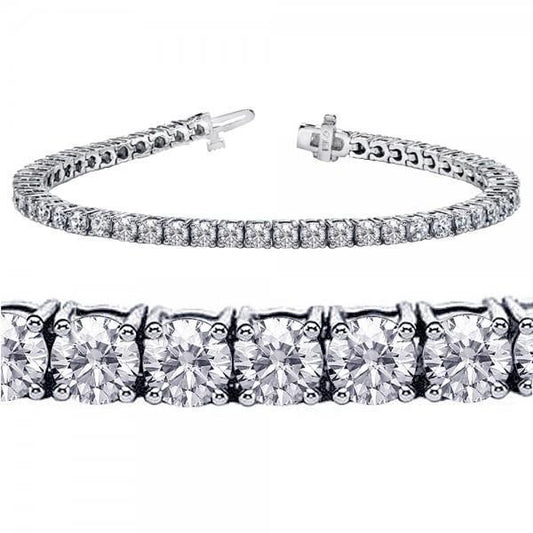 Bracciale Tennis In Oro Massiccio Con Genuino Diamanti Rotondi Con Montatura A Quattro Punte Da 7.80 Ct