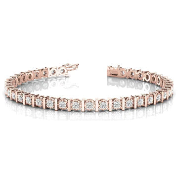 Bracciale Tennis In Oro Rosa 14K Con Vero Diamanti Rotondi 8 Carati