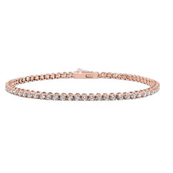 Bracciale Tennis In Oro Rosa 4.55 Carati Con Taglio Rotondo E Vero Diamanti Scintillanti