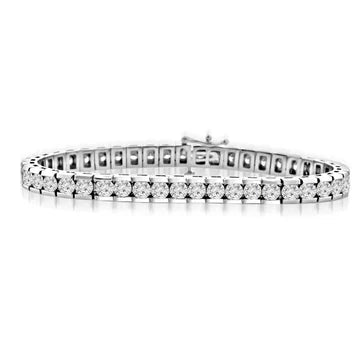 Bracciale Tennis Incastonato Canale 9 Carati Vero Diamanti Taglio Rotondo Oro Bianco 14K