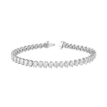 Bracciale Tennis Lady Ovale Con Vero Diamanti 10.50 Carati E Oro Bianco 14K