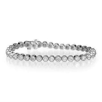 Bracciale Tennis Lunetta Con Vero Diamanti Tondi 21.70 Carati WG 14K