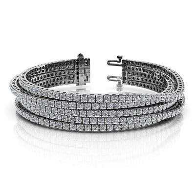 Bracciale Tennis Multiflessibile In Oro Bianco 14K Con Naturale Diamanti Taglio Rotondo 20 Ct