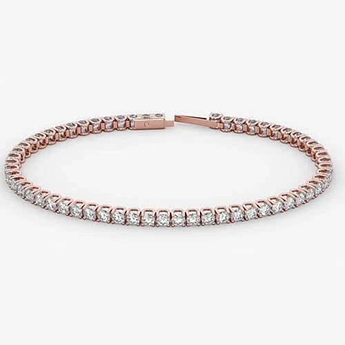Bracciale Tennis Naturale Diamante 5.90 Carati Gioielli In Oro Rosa 14K
