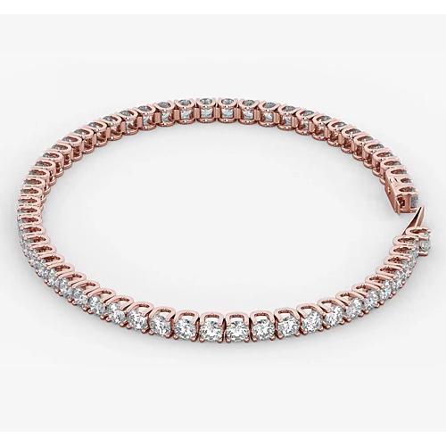 Bracciale Tennis Naturale Diamante 5.90 Carati Gioielli In Oro Rosa 14K