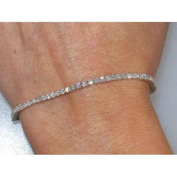 Bracciale Tennis Oro Bianco 14K 10.50 Carati Splendidi Vero Diamanti Tondi
