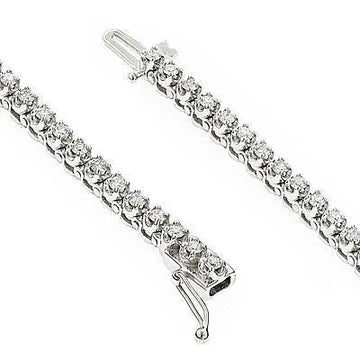 Bracciale Tennis Oro Bianco 14K Vero Diamanti Rotondi Oro Bianco 6 Ct