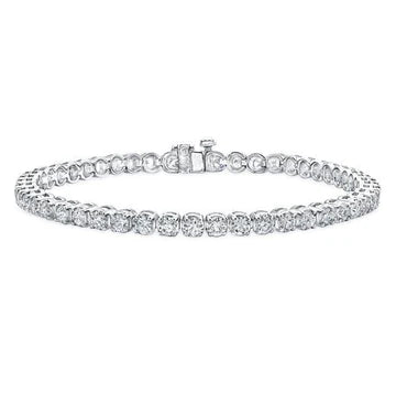 Bracciale Tennis Oro Bianco 7.05 Ct Taglio Rotondo Vero Diamanti