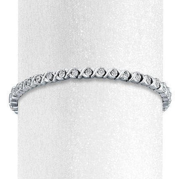 Bracciale Tennis Oro Bianco Gioielleria 5 Carati Taglio Rotondo Vero Diamanti