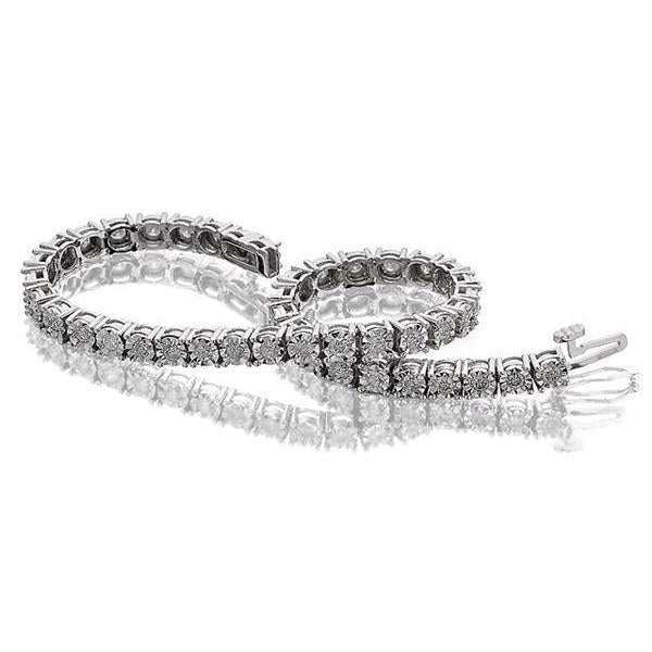 Bracciale Tennis Rotondo Da 8,10 Carati Montatura Con Taglio A Vero Diamante In Oro Bianco 14K