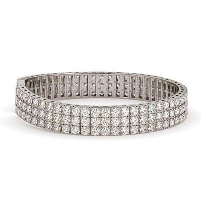 Bracciale Tennis Scintillante A Tripla Fila Di Vero Diamanti Da 12.50 Ct In Oro Bianco