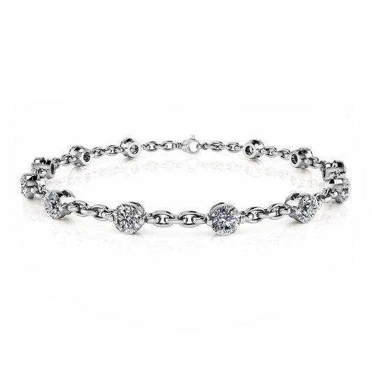 Bracciale Tennis Scintillante Con Naturale Diamanti Rotondi 9 Carati In Oro Bianco 14K