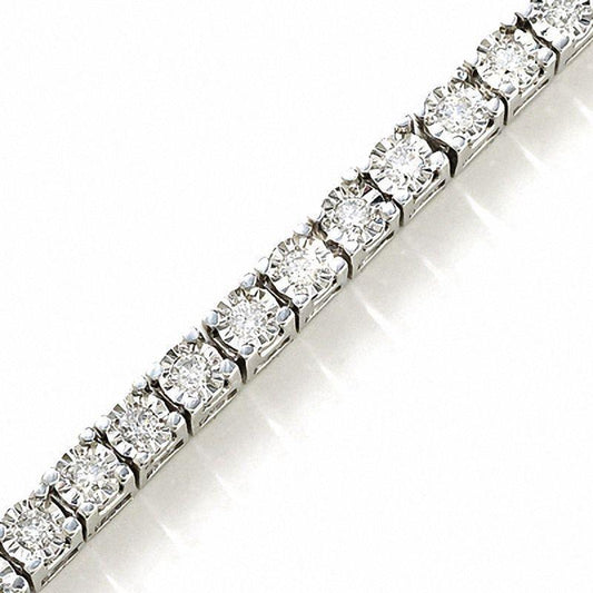 Bracciale Tennis Scintillante Con Vero Diamanti A Taglio Rotondo In Oro Bianco 14K 6 Carati