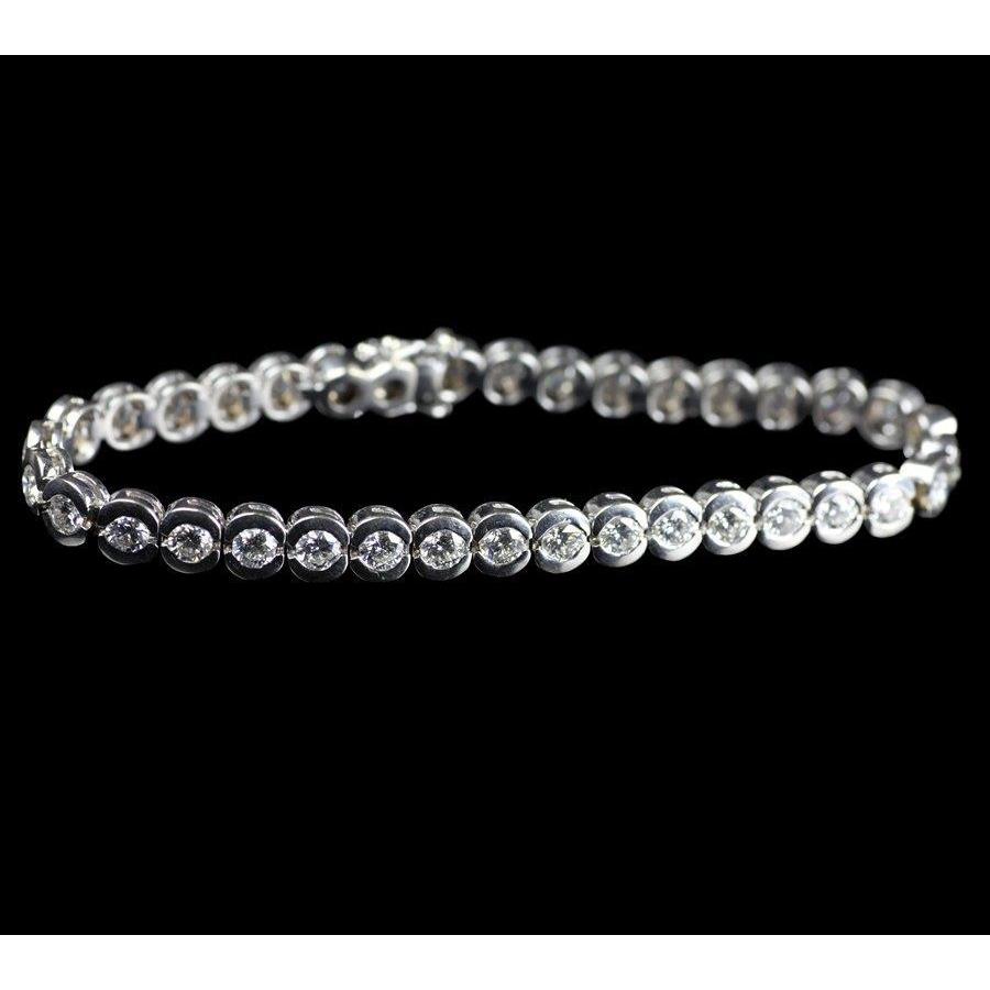 Bracciale Tennis Scintillante Con Vero Diamanti Taglio Brillante 7 Carati Lady Jewelry