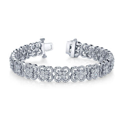 Bracciale Tennis Scintillante Con Vero Diamanti Tondi Oro Bianco Donna 9.10 Carati