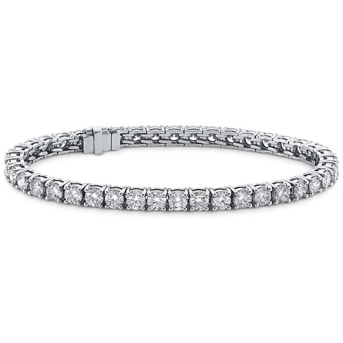 Bracciale Tennis Scintillante In Oro Bianco 14K Con Naturale Diamanti A Taglio Rotondo Da 8.40 Ct