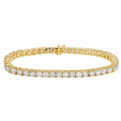 Bracciale Tennis Scintillante In Oro Giallo Con Naturale Diamanti Taglio Rotondo Da 6.75 Ct