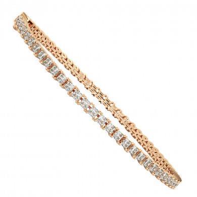 Bracciale Tennis Scintillante In Oro Rosa Con Vero Diamanti Taglio Princess Da 5.75 Ct