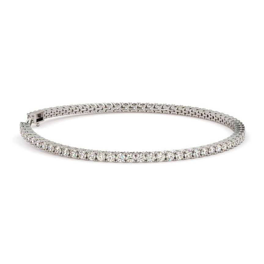 Bracciale Tennis Scintillante Taglio Rotondo 7,50 Carati Con Naturale Diamanti In Oro Bianco 14K