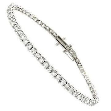 Bracciale Tennis Sparkling Jewelry In Oro Bianco 14K Con Vero Diamanti 4.80 Ct