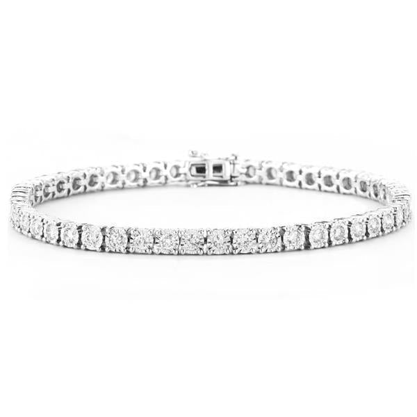 Bracciale Tennis Taglio Rotondo Da 4,50 Ct Con Genuino Diamanti Pieni Gioielli In Oro Bianco 14K