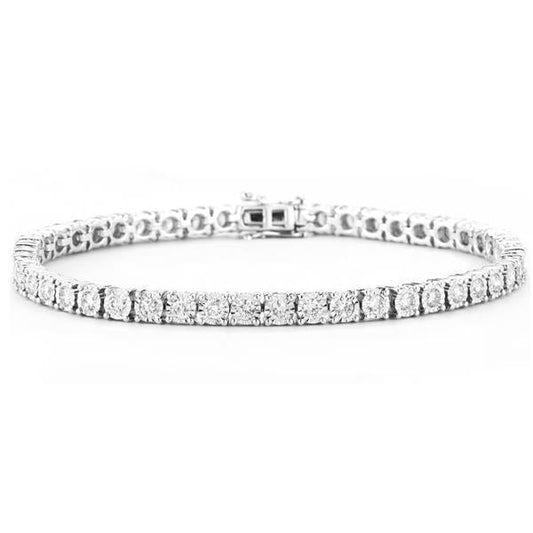 Bracciale Tennis Taglio Rotondo Da 4,50 Ct Con Genuino Diamanti Pieni Gioielli In Oro Bianco 14K