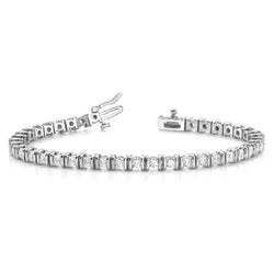 Bracciale Tennis Taglio Rotondo Vero Diamante 4 Carati Oro Bianco 14K