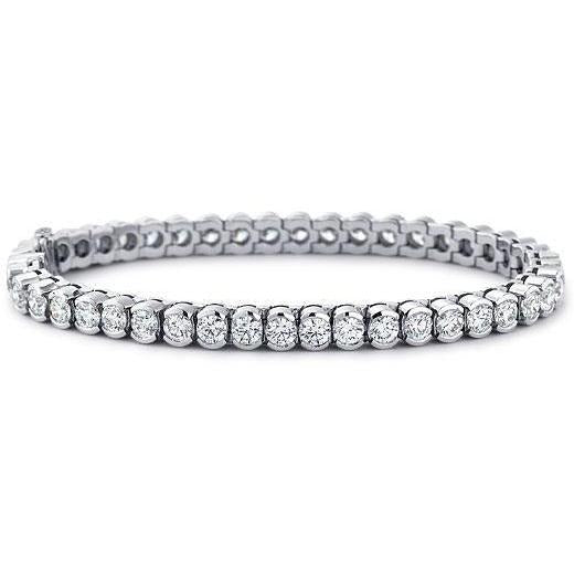 Bracciale Tennis Taglio Tondo 8.10 Ct Genuino Diamanti Oro Bianco