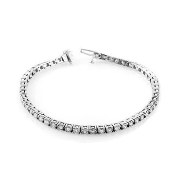 Bracciale Tennis Taglio rotondo Gioielli Oro Bianco 6 Carati Vero Diamante