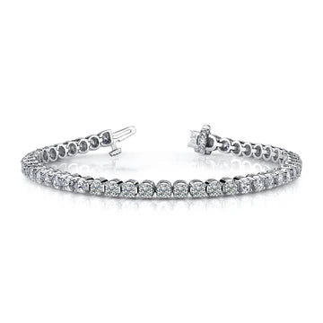 Bracciale Tennis Taglio rotondo Vero Diamanti Oro Bianco 14K 8.10 Carati