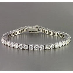 Bracciale Tennis Vero Diamante 10 Carati Con Oro Bianco 14K Nuovo