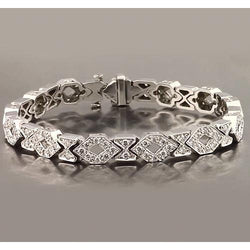 Bracciale Tennis Vero Diamante 9 Carati F Vs1 Oro Bianco 14K Gioielli