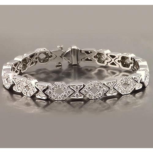 Bracciale Tennis Vero Diamante 9 Carati F Vs1 Oro Bianco 14K Gioielli