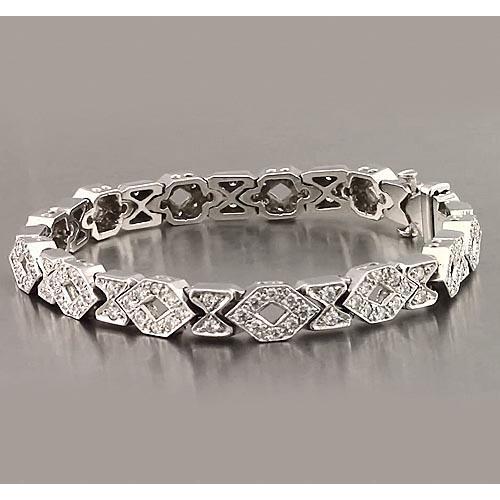Bracciale Tennis Vero Diamante 9 Carati F Vs1 Oro Bianco 14K Gioielli