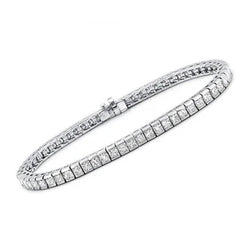 Bracciale Tennis Vero Diamante 9 Carati Oro Bianco 14K Gioielli Donna