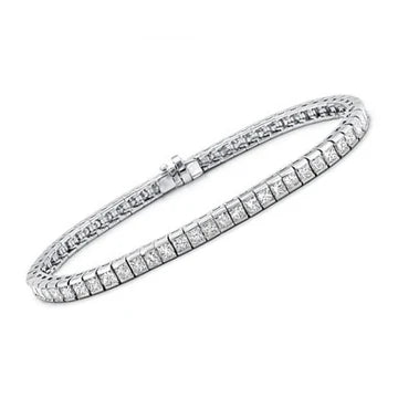 Bracciale Tennis Vero Diamante 9 Carati Oro Bianco 14K Gioielli Donna