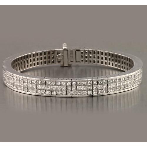 Bracciale Tennis Vero Diamante Incastonato Pavé 24.90 Carati Oro Bianco 14K