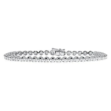 Bracciale Tennis Vero Diamanti 8.10 Carati Taglio Rotondo Oro Bianco 14K