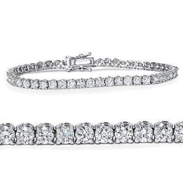 Bracciale Tennis Vero Diamanti Taglio Tondo 5 Carati Oro Bianco 14K