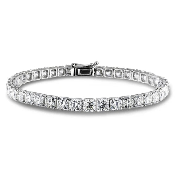 Bracciale Tennis WG 14K 20 Carati Con Vero Diamanti Taglio Cuscino Scintillanti