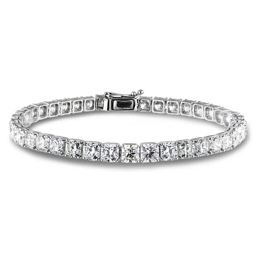 Bracciale Tennis WG 14K 20 Carati Con Vero Diamanti Taglio Cuscino Scintillanti