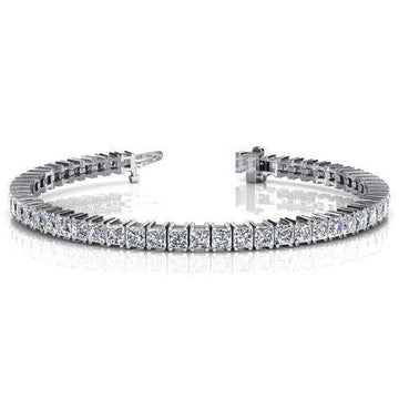 Bracciale Tennis Wg 14K Taglio Da Principessa Sparkling 11 Carati Vero Diamanti