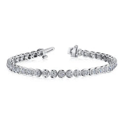 Bracciale Tennis con Gancio in Oro Bianco 14K e Vero Diamanti Taglio Rotondo Da 10 Carati