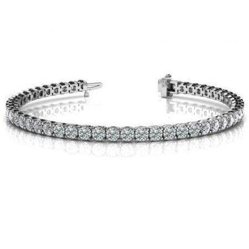 Bracciale Tennis in Oro Bianco 6 Carati Con Vero Diamanti Tondi 14K