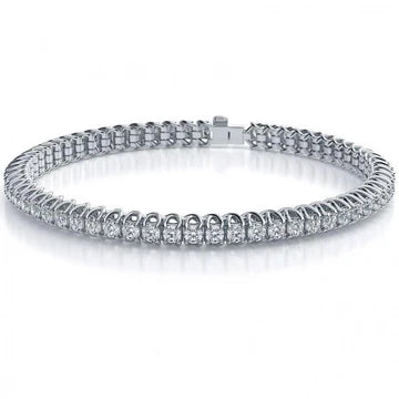 Bracciale Tennis in Oro Bianco Taglio rotondo Sparkling 5 Carati Vero Diamante